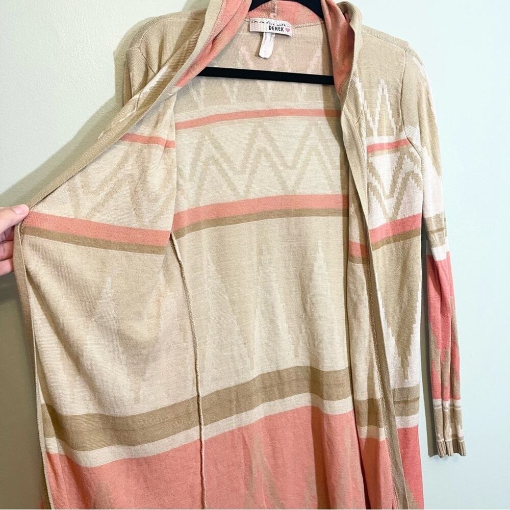 Derek Heart Tribal Print Open Front Long Sleeve Hooded Cardigan Sweater Large - Picture 11 of 13